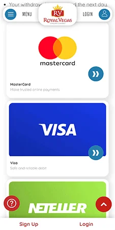 royal vegas payment methods